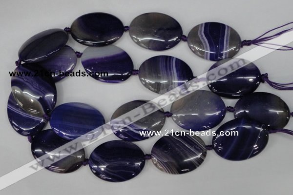 CAG1239 15.5 inches 30*40mm oval line agate gemstone beads