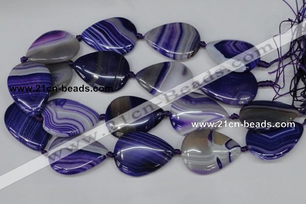 CAG1245 15.5 inches 30*40mm flat teardrop line agate gemstone beads