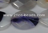 CAG1258 15.5 inches 20*30mm faceted oval line agate gemstone beads