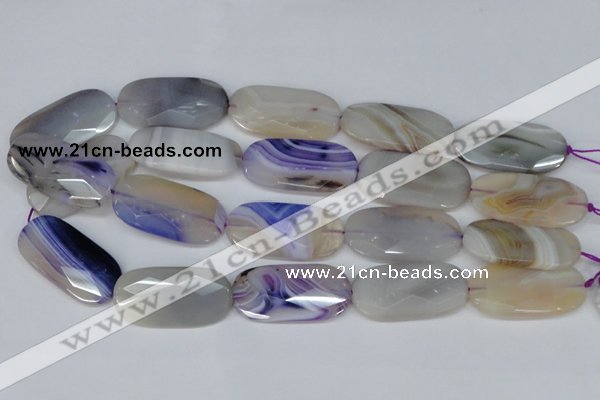 CAG1260 15.5 inches 20*40mm faceted oval line agate gemstone beads