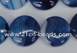 CAG1278 15.5 inches 20mm flat round line agate gemstone beads