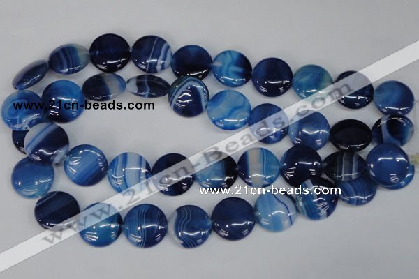 CAG1278 15.5 inches 20mm flat round line agate gemstone beads