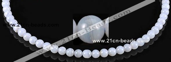 CAG128 6mm smooth round blue lace agate gemstone beads wholesale