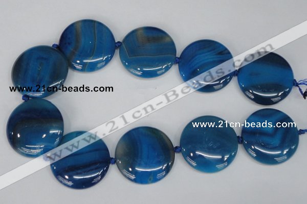 CAG1290 15.5 inches 35mm flat round line agate gemstone beads