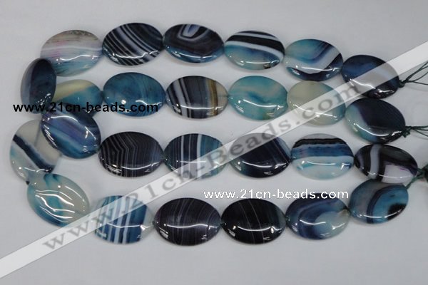 CAG1293 15.5 inches 22*30mm oval line agate gemstone beads