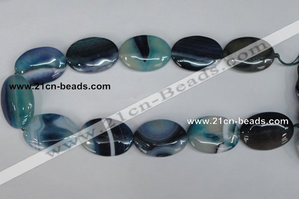 CAG1294 15.5 inches 25*35mm oval line agate gemstone beads