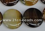 CAG1309 15.5 inches 25mm flat round line agate gemstone beads