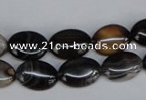 CAG1312 15.5 inches 10*14mm oval line agate gemstone beads