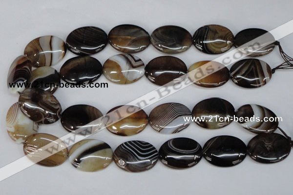 CAG1317 15.5 inches 22*30mm oval line agate gemstone beads