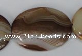 CAG1319 15.5 inches 30*40mm oval line agate gemstone beads