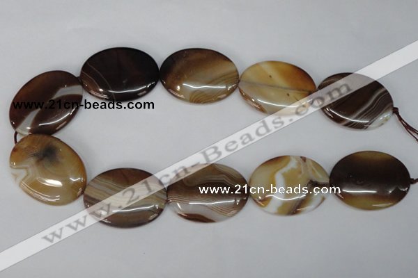 CAG1319 15.5 inches 30*40mm oval line agate gemstone beads