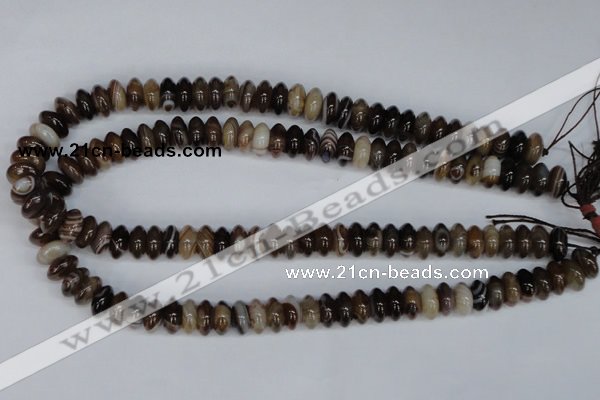 CAG1330 15.5 inches 6*12mm rondelle line agate gemstone beads