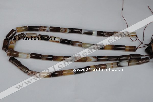 CAG1332 15.5 inches 8*16mm tube line agate gemstone beads