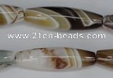 CAG1335 15.5 inches 12*40mm rice line agate gemstone beads