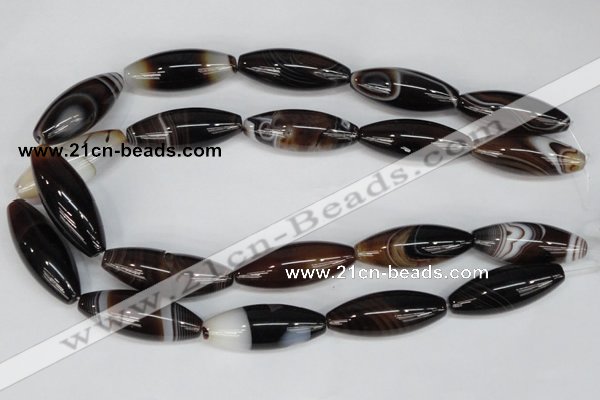 CAG1337 15.5 inches 15*40mm rice line agate gemstone beads