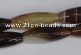 CAG1342 15.5 inches 10*30mm faceted rice line agate gemstone beads