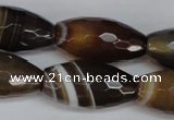 CAG1344 15.5 inches 15*30mm faceted rice line agate gemstone beads