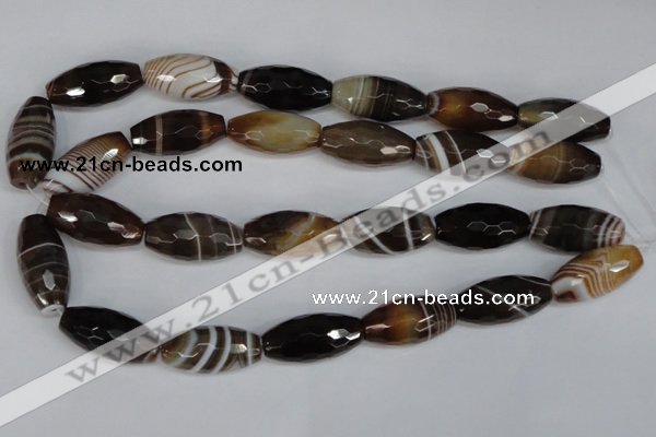 CAG1344 15.5 inches 15*30mm faceted rice line agate gemstone beads