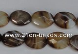 CAG1348 15.5 inches 12*16mm faceted oval line agate gemstone beads