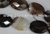 CAG1349 15.5 inches 15*20mm faceted oval line agate gemstone beads