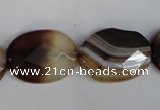 CAG1350 15.5 inches 18*25mm faceted oval line agate gemstone beads