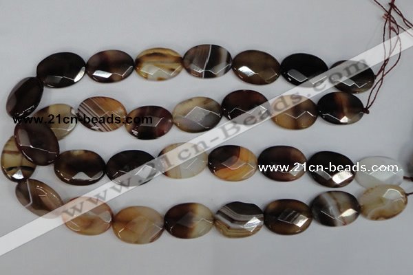 CAG1350 15.5 inches 18*25mm faceted oval line agate gemstone beads