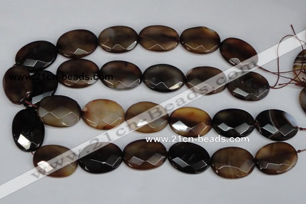 CAG1351 15.5 inches 22*30mm faceted oval line agate gemstone beads