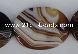 CAG1352 15.5 inches 30*40mm faceted oval line agate gemstone beads