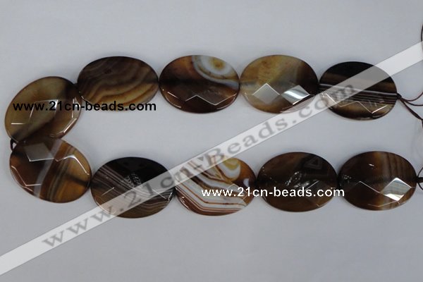 CAG1352 15.5 inches 30*40mm faceted oval line agate gemstone beads