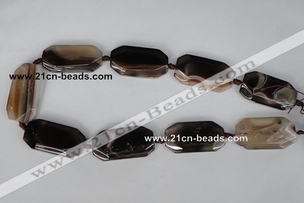 CAG1355 15.5 inches 23*43mm faceted rectangle line agate gemstone beads