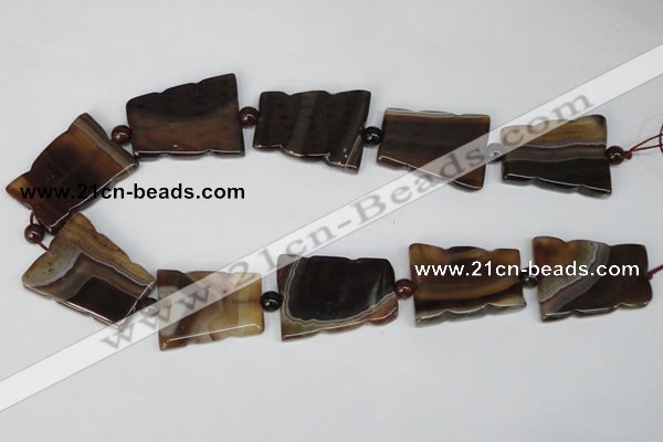 CAG1356 15.5 inches 28*35mm trapezoid line agate gemstone beads