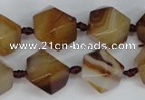 CAG1357 15.5 inches 16*18mm faceted nuggets line agate gemstone beads