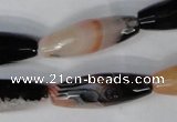 CAG1360 15.5 inches 10*30mm faceted rice line agate gemstone beads