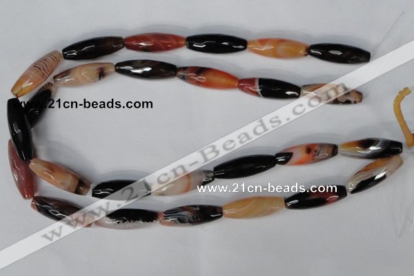 CAG1360 15.5 inches 10*30mm faceted rice line agate gemstone beads