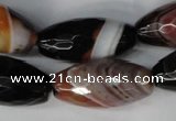 CAG1363 15.5 inches 15*30mm faceted rice line agate gemstone beads