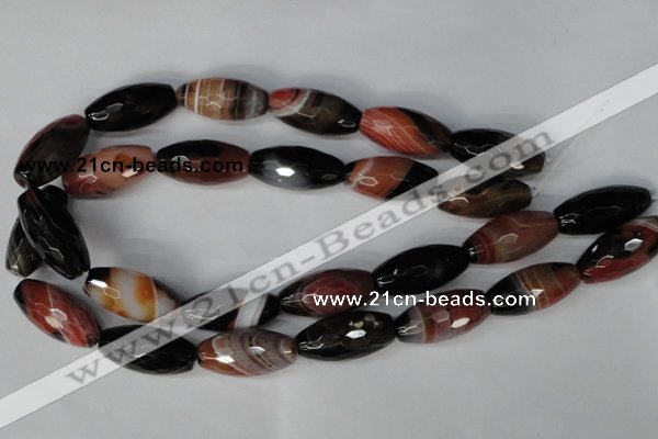 CAG1363 15.5 inches 15*30mm faceted rice line agate gemstone beads