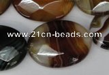 CAG1368 15.5 inches 22*30mm faceted oval line agate gemstone beads