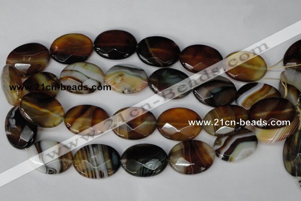 CAG1368 15.5 inches 22*30mm faceted oval line agate gemstone beads