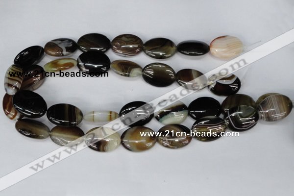 CAG1375 15.5 inches 18*25mm oval line agate gemstone beads