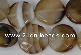 CAG1378 15.5 inches 20mm faceted coin line agate gemstone beads