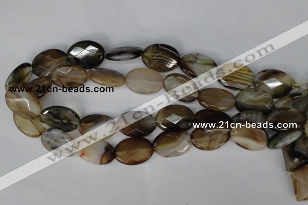 CAG1385 15.5 inches 18*25mm faceted oval line agate gemstone beads