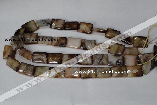 CAG1390 15.5 inches 15*20mm faceted rectangle line agate gemstone beads