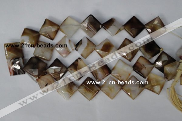 CAG1395 15.5 inches 20*20mm faceted diamond line agate gemstone beads