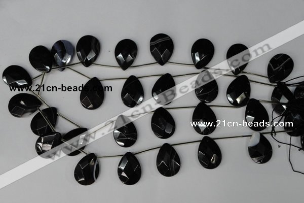 CAG1400 Top-drilled 18*25mm faceted teardrop line agate gemstone beads
