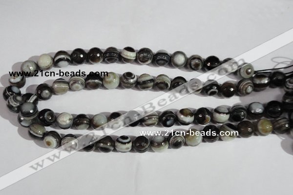 CAG1405 15.5 inches 12mm faceted round line agate gemstone beads