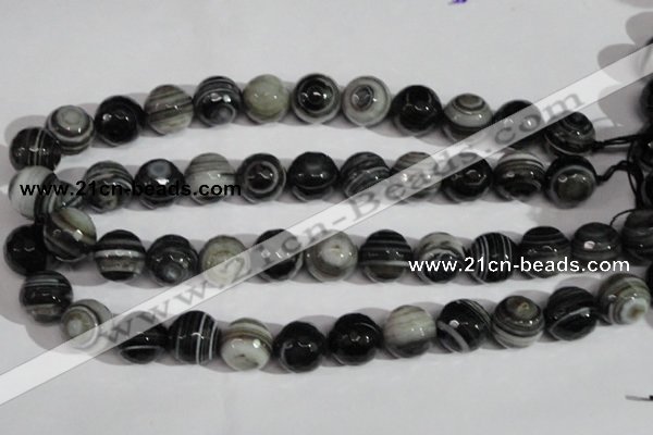 CAG1407 15.5 inches 16mm faceted round line agate gemstone beads