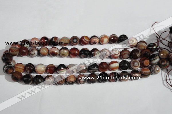 CAG1415 15.5 inches 12mm faceted round line agate gemstone beads