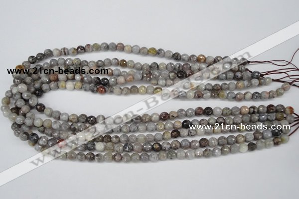 CAG1421 15.5 inches 6mm faceted round silver needle agate beads