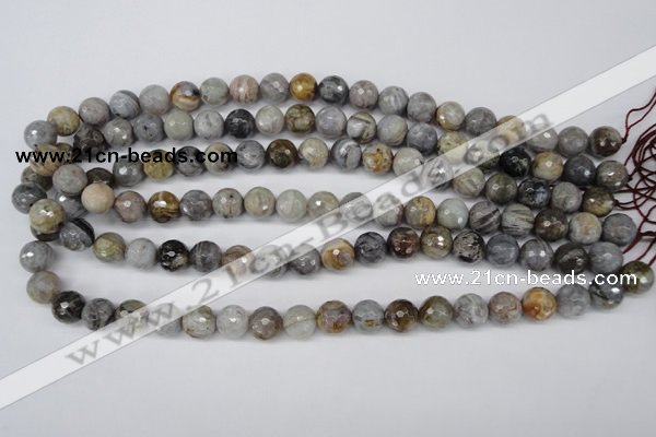 CAG1423 15.5 inches 10mm faceted round silver needle agate beads