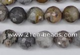 CAG1424 15.5 inches 12mm faceted round silver needle agate beads